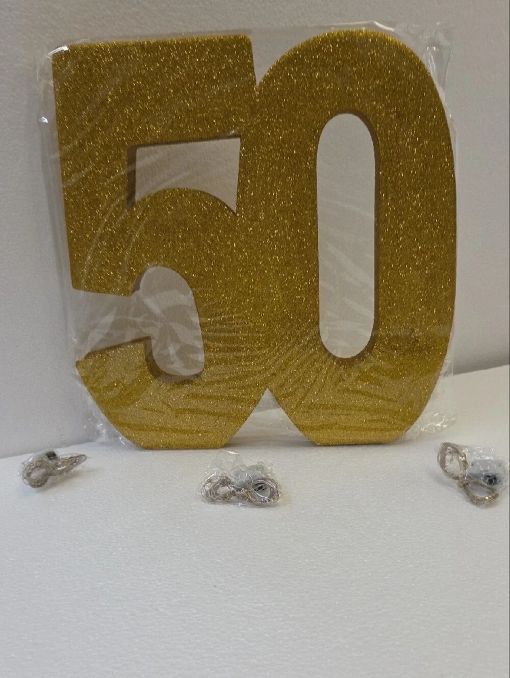 Gold Glitter '50' Party Sign - Home Party Supplies